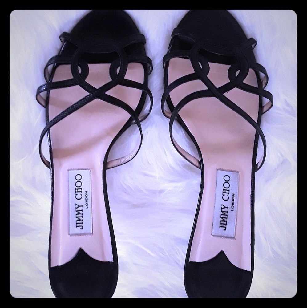 Jimmy Choo low heeled dress shoes.